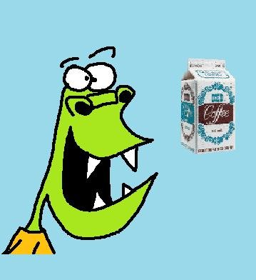 Croc with his favourite beverage Croc with his favourite beverage